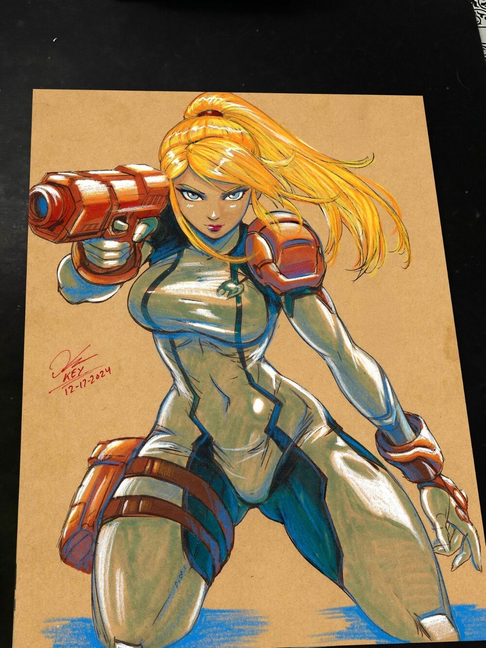 Zero Suit Samus Aran Super Metroid Art Print Signed 8.5x11 | Art by Keyeske